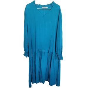 MISSLOOK Knee Length Dress 2XL Blue Coastal Relaxed Minimalist Vacation Beach